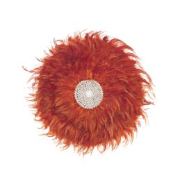 Flauschige Wanddekoration Orange Ø 60 cm Federn mit Muscheln Rund Boho