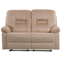 2-Sitzer Sofa Beige Samt Elektrisch Verstellbar mit LED-Beleuchtung USB-Anschluss Relaxfunktion Modern Inustriell Wohnzimmer Büro Arbeitszimmer
