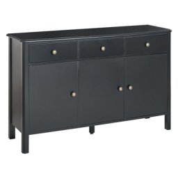Sideboard Schwarz MDF-Platte 120 x 39 x 75 cm mit 3 Türen 3 Schubladen Goldenen Griffen Metallgestell Modern Wohnzimmer Büro Schlafzimmer Flur