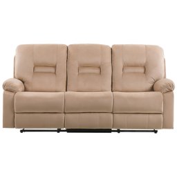 3-Sitzer Sofa Beige Samt Elektrisch Verstellbar mit LED-Beleuchtung USB-Anschluss Relaxfunktion Modern Inustriell Wohnzimmer Büro Arbeitszimmer