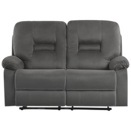2-Sitzer Sofa Grau Samt Elektrisch Verstellbar mit LED-Beleuchtung USB-Anschluss Relaxfunktion Modern Inustriell Wohnzimmer Büro Arbeitszimmer