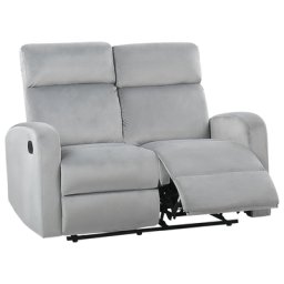 2-Sitzer Sofa Grau Samt Manuell Verstellbar mit Fußablage Relaxfunktion Modern Inustriell Relaxsofa Wohnzimmer Büro Arbeitszimmer