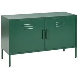 Metallschrank Grün Stahl 100 x 40 x 65 cm Sideboard mit hohen Füßen Türen Griffen Regalboden Wohnzimmer Büro Arbeitszimmer Flur Bad
