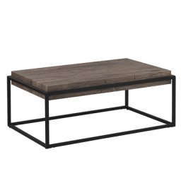Couchtisch Braun Schwarz Grau 61 x 104 cm Holzoptik MDF Tischplatte Metallgestell Rechteckig Modern Industriell