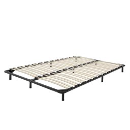 Lattenrahmen Pappelholz Metall 140 x 200 cm 48 Federleisten freistehend für Doppelbett