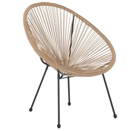 Gartenstuhl Natürlich Polyrattan Spaghetti-Optik Modern Mexikanischer Stil Outdoor Balkon Terrasse Garten Möbel