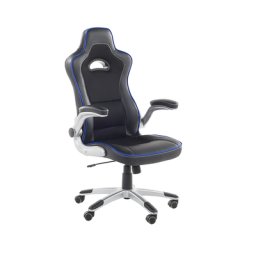 Bürostuhl Schwarz/Blau Kunstleder Höhenverstellbar Indoor Büro Modern