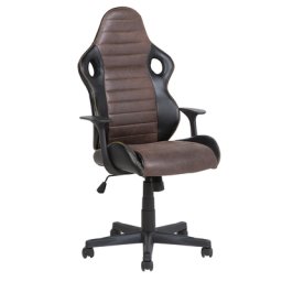 Bürostuhl Schwarz mit Braun Kunstleder höhenverstellbar Modernes innovatives Design