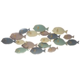 Wanddekoration Bunt 47 x 123 cm aus zahlreichen Metallplättchen Fisch Motiv Modern