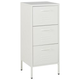 Hoher Aktenschrank Weiß Stahl 43x40x103 cm mit 3 Schubladen Industrie Stil Büro Wohnzimmer Schlafzimmer Kinderzimmer Bad