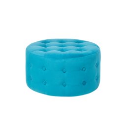 Hocker Türkis Samtstoff Knopfversteppung Rund Modern/Elegant