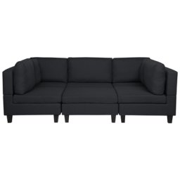 Sofa Schwarz Polsterbezug U-Förmig Schlaffunktion Wohnlandschaft Modern Wohnzimmer