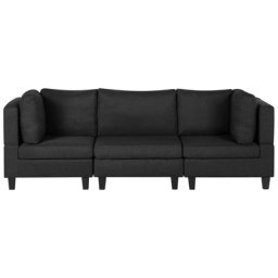 Sofa Schwarz Polsterbezug 3-Sitzer Modulsofa Wohnzimmermöbel Modern Wohnzimmer Salon Wohnecke Sitzecke