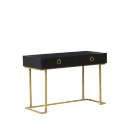 Konsolentisch Schwarz / Gold aus MDF-Platte Metalgestell Wohnzimmer Schlafzimmer Flur Rechteckig Modernes Design Glamour-Stil