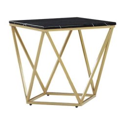 Beistelltisch Schwarz MDF Marmor Optik quadratisch 50x50 cm mit goldenem Metallgestell Modern Glamour Stil Sofatisch Wohnzimmer Salon Möbel