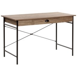 Schreibtisch dunkler Holzfarbton Stahlgestell mit Schublade 120x60 cm industrie Look Jugend- Kinder- und Arbeitszimmer