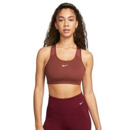 Nike Damen Swoosh Medium-Support 1-Piece Pad Sports Bra braun