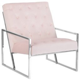 Sessel Rosa Samtstoff Metall Retro-Stil Wohnzimmer