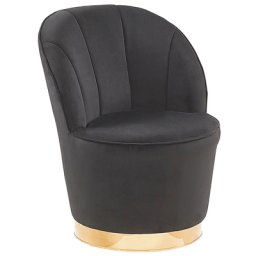 Sessel Schwarz Samtstoff Metall Runder Form Clubsessel Moderner-Look Wohnzimmer Salon
