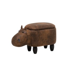 Tierhocker Hellbraun Kunstleder Gummibaumholz 35 x 32 x 60 cm Modern Lederoptik Hippo Trendy Praktisch Deckel Kindermöbel Kinderzimmer