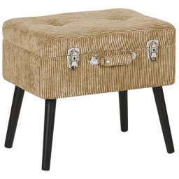 Kofferhocker Beige Cord Kiefernholz Modern Retro Modern Elegant Praktisch Holzbeine Stauraum Wohnzimmer