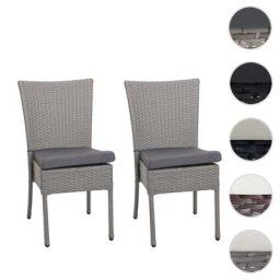 2er-Set Poly-Rattan Stuhl HWC-G19, Balkonstuhl Gartenstuhl, stapelbar ~ Variantenangebot