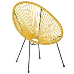 Balkonstuhl Gelb Polyrattan Spaghetti-Optik Modern Mexikanischer Stil Outdoor Balkon Terrasse Garten Möbel