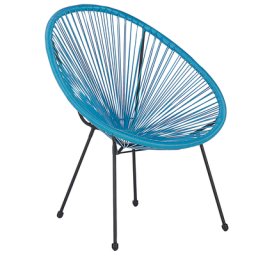 Balkonstuhl Blau Polyrattan Spaghetti-Optik Modern Mexikanischer Stil Outdoor Balkon Terrasse Garten Möbel