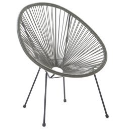 Balkonstuhl Dunkelgrau Polyrattan Spaghetti-Optik Modern Mexikanischer Stil Outdoor Balkon Terrasse Garten Möbel