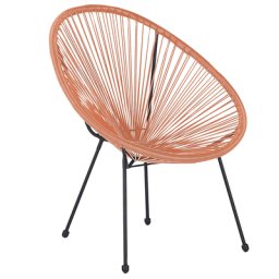 Balkonstuhl Orange Polyrattan Spaghetti-Optik Modern Mexikanischer Stil Outdoor Balkon Terrasse Garten Möbel