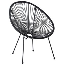Balkonstuhl Schwarz Polyrattan Spaghetti-Optik Modern Mexikanischer Stil Outdoor Balkon Terrasse Garten Möbel