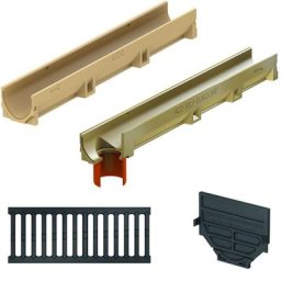 ACO Komplett Set Euroline, 4 m, A 15 (1,5 to),Ablauf,mit Maschenrost