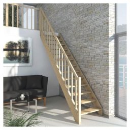 DOLLE Raumspartreppe Wangentreppe Paris Holztreppe, Ohne Geländer, bis 280,5 cm,Buche,Geradelaufend,ohne Setzstufen,unbehandelt