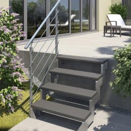 DOLLE Außentreppe Gartentreppe Gardentop Komplettset, 100 cm, 8 Stufen,Kunststoff Dunkelbraun,mit Belag