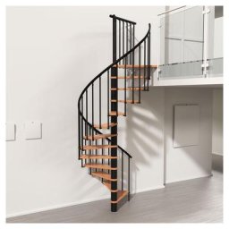 Minka Spindeltreppe Berlin Wendeltreppe Holztreppe, PVC Schwarz, 140 cm,Buche