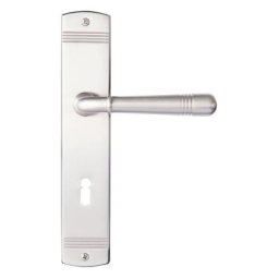 Griffwelt Langschild Wechselgarnitur Avellino Nickel matt Türklinke Türgriff, DIN Rechts