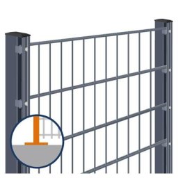 Doppelstabmattenzaun zum Aufdübeln Rundum-sorglos-Paket Anthrazit Komplettset, 1 Ecke, 10 m,6/5/6 mm,830 mm