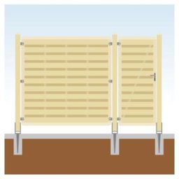 TraumGarten Sichtschutzzaun mit Tor Komplett-Set Holz, 6, Aufschrauben