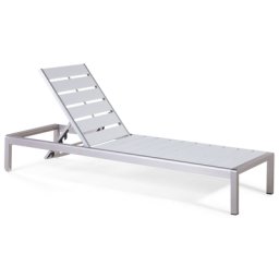 Gartenliege Weiß Silber Kunstholz Aluminium Verstellbar Modern Terrasse Balkon
