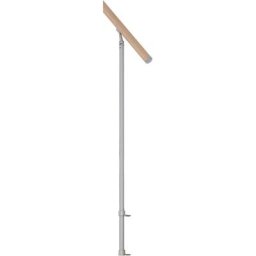 DOLLE Geländerelement inkl. Holzhandlauf für Mittelholmtreppen Cork, Dublin, Basel, Perlgrau, Edelstahl (perlgrau),Handlauf Eiche