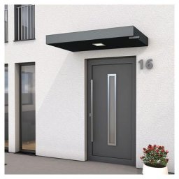 gutta Rechteckvordach BS PLUS anthrazit Dach, 160x90x14,5 cm, ohne Seitenblende,Wasserspeier rechts