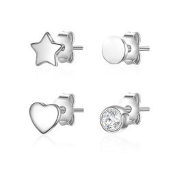 Glanzstücke München Ohrstecker Herz/Stern Sterling Silber Zirkonia in Silber Ohrringe Damen