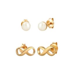 Elli Elli Ohrringe 2er Set Infinity Süßwasserzuchtperle 925 Silber Damen
