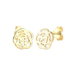 Elli PREMIUM Elli PREMIUM Ohrringe Rose Blume Blüte Sommer 585 Gelbgold Damen