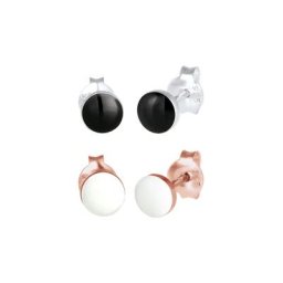 Elli Elli Ohrringe Basic Stecker 2er Set Emaille Bi-Color 925 Silber Damen