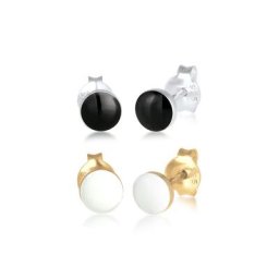Elli Elli Ohrringe Basic Stecker 2er Set Emaille Bi-Color 925 Silber Damen