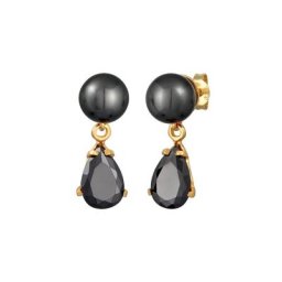 Elli Elli Ohrringe Zirkonia Synthetische Perle Schwarz 925 Silber Damen