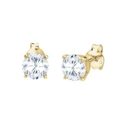 Elli PREMIUM Elli PREMIUM Ohrringe Zirkonia Basic Luxus Zeitlos 375 Gelbgold Damen