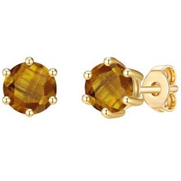 Glanzstücke München Ohrstecker Sterling Silber Tigerauge in Gelbgold Ohrringe Damen