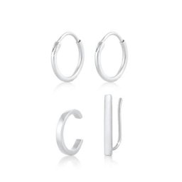Elli Elli Ohrringe Basic Set Creolen Earclimber Earcuff 925 Silber Damen